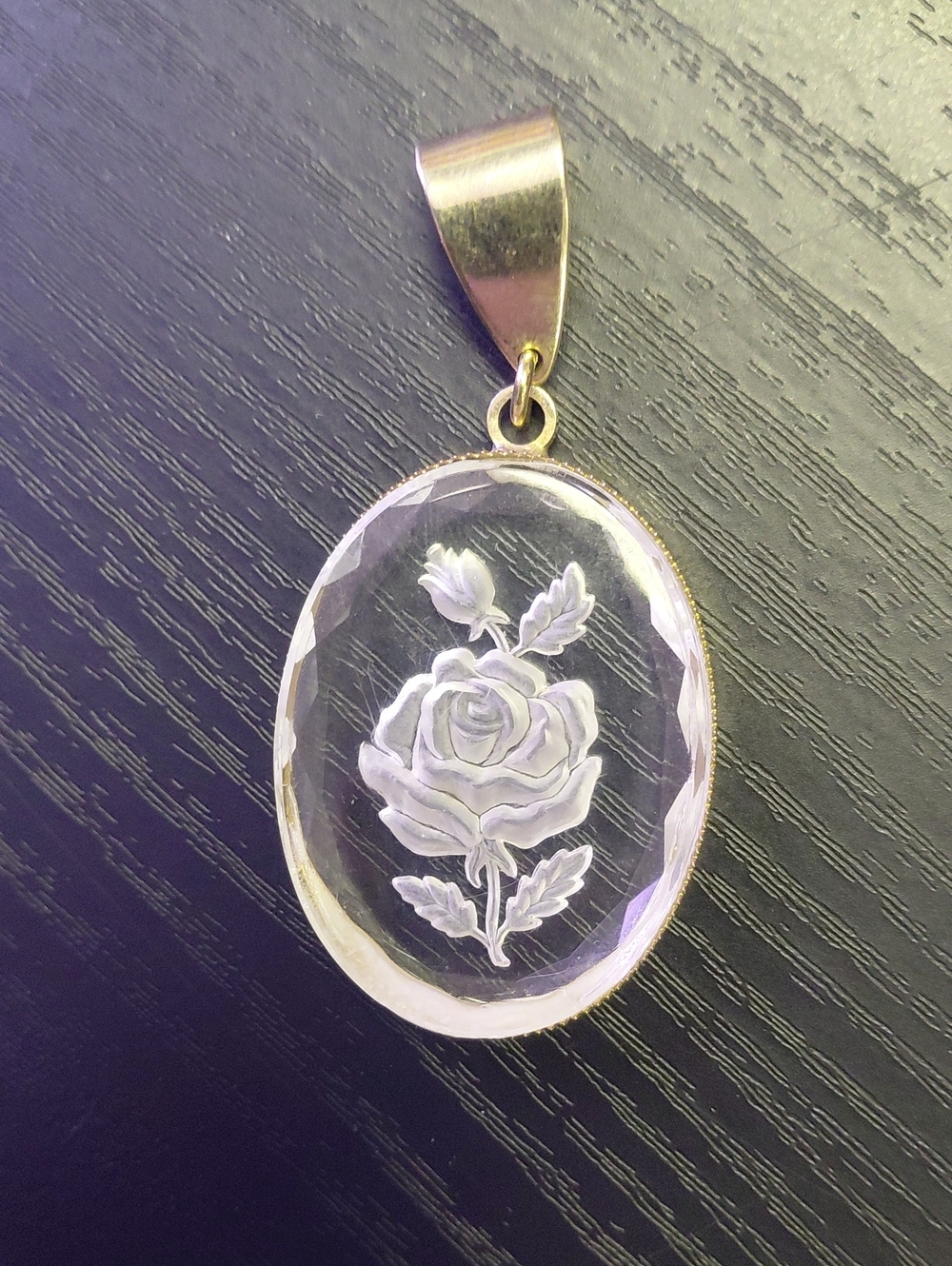 Carved Rose Resin Pendant Large
